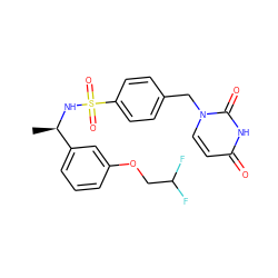 C[C@@H](NS(=O)(=O)c1ccc(Cn2ccc(=O)[nH]c2=O)cc1)c1cccc(OCC(F)F)c1 ZINC000095560044