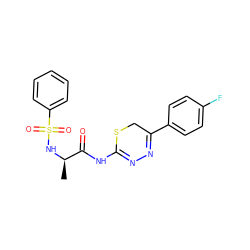 C[C@@H](NS(=O)(=O)c1ccccc1)C(=O)NC1=NN=C(c2ccc(F)cc2)CS1 ZINC000013864143