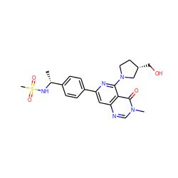 C[C@@H](NS(C)(=O)=O)c1ccc(-c2cc3ncn(C)c(=O)c3c(N3CC[C@H](CO)C3)n2)cc1 ZINC000143304680