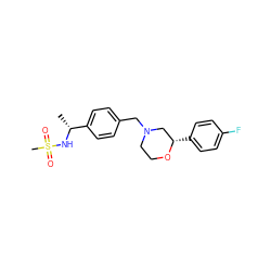 C[C@@H](NS(C)(=O)=O)c1ccc(CN2CCO[C@@H](c3ccc(F)cc3)C2)cc1 ZINC000143489700