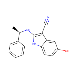 C[C@@H](Nc1[nH]c2ccc(O)cc2c1C#N)c1ccccc1 ZINC000014978477