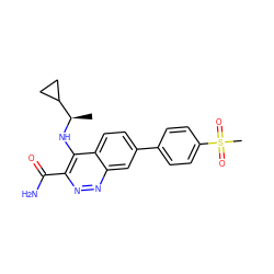 C[C@@H](Nc1c(C(N)=O)nnc2cc(-c3ccc(S(C)(=O)=O)cc3)ccc12)C1CC1 ZINC000095587071