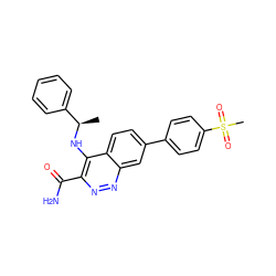 C[C@@H](Nc1c(C(N)=O)nnc2cc(-c3ccc(S(C)(=O)=O)cc3)ccc12)c1ccccc1 ZINC000095587476