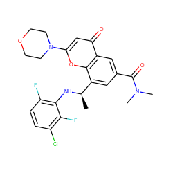 C[C@@H](Nc1c(F)ccc(Cl)c1F)c1cc(C(=O)N(C)C)cc2c(=O)cc(N3CCOCC3)oc12 ZINC000116737836