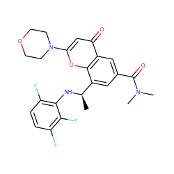 C[C@@H](Nc1c(F)ccc(F)c1F)c1cc(C(=O)N(C)C)cc2c(=O)cc(N3CCOCC3)oc12 ZINC000116739674