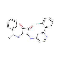 C[C@@H](Nc1c(Nc2ccnc(-c3ccccc3F)c2)c(=O)c1=O)c1ccccc1 ZINC000100081671