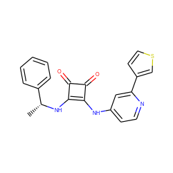 C[C@@H](Nc1c(Nc2ccnc(-c3ccsc3)c2)c(=O)c1=O)c1ccccc1 ZINC000100081700