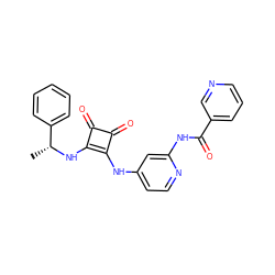 C[C@@H](Nc1c(Nc2ccnc(NC(=O)c3cccnc3)c2)c(=O)c1=O)c1ccccc1 ZINC000100081309