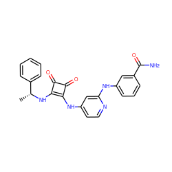 C[C@@H](Nc1c(Nc2ccnc(Nc3cccc(C(N)=O)c3)c2)c(=O)c1=O)c1ccccc1 ZINC000100081290