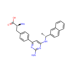 C[C@@H](Nc1cc(-c2ccc(C[C@H](N)C(=O)O)cc2)nc(N)n1)c1ccc2ccccc2c1 ZINC000040394583