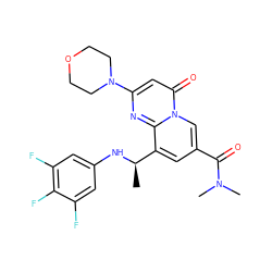 C[C@@H](Nc1cc(F)c(F)c(F)c1)c1cc(C(=O)N(C)C)cn2c(=O)cc(N3CCOCC3)nc12 ZINC000299825530