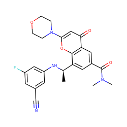 C[C@@H](Nc1cc(F)cc(C#N)c1)c1cc(C(=O)N(C)C)cc2c(=O)cc(N3CCOCC3)oc12 ZINC000116739255