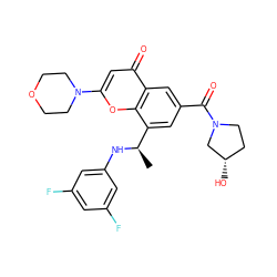 C[C@@H](Nc1cc(F)cc(F)c1)c1cc(C(=O)N2CC[C@H](O)C2)cc2c(=O)cc(N3CCOCC3)oc12 ZINC000116734879