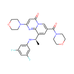 C[C@@H](Nc1cc(F)cc(F)c1)c1cc(C(=O)N2CCOCC2)cn2c(=O)cc(N3CCOCC3)nc12 ZINC000299829967