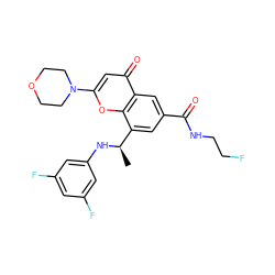 C[C@@H](Nc1cc(F)cc(F)c1)c1cc(C(=O)NCCF)cc2c(=O)cc(N3CCOCC3)oc12 ZINC000116739233