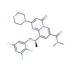 C[C@@H](Nc1cc(F)cc(F)c1F)c1cc(C(=O)N(C)C)cn2c(=O)cc(N3CCOCC3)nc12 ZINC000299825584