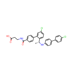 C[C@@H](Nc1ccc(-c2ccc(Cl)cc2)cc1)c1ccc(Cl)cc1-c1ccc(C(=O)NCCC(=O)O)cc1 ZINC000148222853