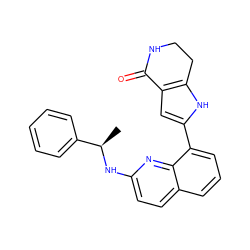 C[C@@H](Nc1ccc2cccc(-c3cc4c([nH]3)CCNC4=O)c2n1)c1ccccc1 ZINC000222401162