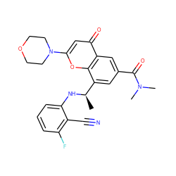 C[C@@H](Nc1cccc(F)c1C#N)c1cc(C(=O)N(C)C)cc2c(=O)cc(N3CCOCC3)oc12 ZINC000116738231