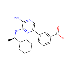 C[C@@H](Nc1nc(-c2cccc(C(=O)O)c2)cnc1N)C1CCCCC1 ZINC000096284808