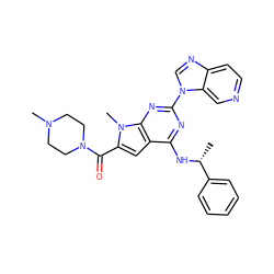 C[C@@H](Nc1nc(-n2cnc3ccncc32)nc2c1cc(C(=O)N1CCN(C)CC1)n2C)c1ccccc1 ZINC000028822418