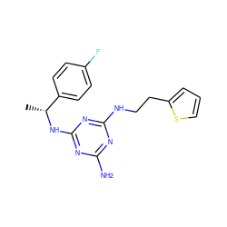 C[C@@H](Nc1nc(N)nc(NCCc2cccs2)n1)c1ccc(F)cc1 ZINC000028342073