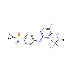 C[C@@H](Nc1nc(Nc2ccc([S@@](=N)(=O)C3CC3)cc2)ncc1Br)C(C)(C)O ZINC000096170605