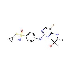 C[C@@H](Nc1nc(Nc2ccc([S@@](=N)(=O)CC3CC3)cc2)ncc1Br)C(C)(C)O ZINC000096170606