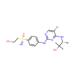 C[C@@H](Nc1nc(Nc2ccc([S@@](=N)(=O)CCO)cc2)ncc1Br)C(C)(C)O ZINC000149013256