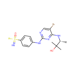 C[C@@H](Nc1nc(Nc2ccc([S@@](C)(=N)=O)cc2)ncc1Br)C(C)(C)O ZINC000013982698