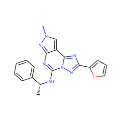 C[C@@H](Nc1nc2nn(C)cc2c2nc(-c3ccco3)nn12)c1ccccc1 ZINC000095573876