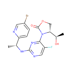 C[C@@H](Nc1ncc(F)c(N2C(=O)OC[C@@H]2[C@@H](C)O)n1)c1ccc(Br)cn1 ZINC000221677476