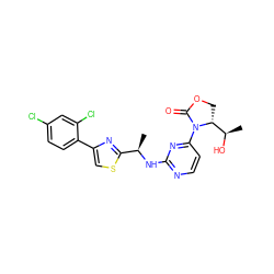 C[C@@H](Nc1nccc(N2C(=O)OC[C@@H]2[C@@H](C)O)n1)c1nc(-c2ccc(Cl)cc2Cl)cs1 ZINC000221664952