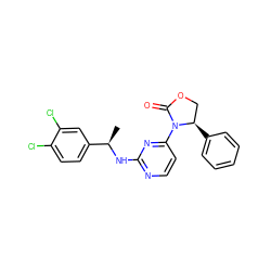 C[C@@H](Nc1nccc(N2C(=O)OC[C@H]2c2ccccc2)n1)c1ccc(Cl)c(Cl)c1 ZINC000218480756