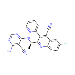 C[C@@H](Nc1ncnc(N)c1C#N)c1nc2ccc(F)cc2c(C#N)c1-c1ccccn1 ZINC000143262084