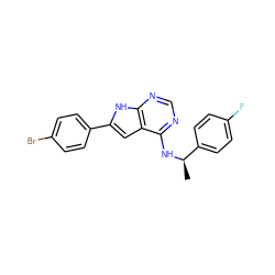 C[C@@H](Nc1ncnc2[nH]c(-c3ccc(Br)cc3)cc12)c1ccc(F)cc1 ZINC000073196912