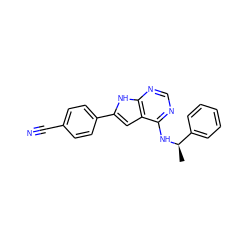 C[C@@H](Nc1ncnc2[nH]c(-c3ccc(C#N)cc3)cc12)c1ccccc1 ZINC000073169817