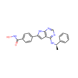 C[C@@H](Nc1ncnc2[nH]c(-c3ccc(C(=O)NO)cc3)cc12)c1ccccc1 ZINC000138907581