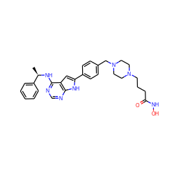 C[C@@H](Nc1ncnc2[nH]c(-c3ccc(CN4CCN(CCCC(=O)NO)CC4)cc3)cc12)c1ccccc1 ZINC000138868493