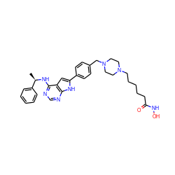 C[C@@H](Nc1ncnc2[nH]c(-c3ccc(CN4CCN(CCCCCC(=O)NO)CC4)cc3)cc12)c1ccccc1 ZINC000138875931