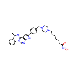 C[C@@H](Nc1ncnc2[nH]c(-c3ccc(CN4CCN(CCCCCCC(=O)NO)CC4)cc3)cc12)c1ccccc1 ZINC000138876048