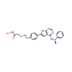 C[C@@H](Nc1ncnc2[nH]c(-c3ccc(CNCCC(=O)NO)cc3)cc12)c1ccccc1 ZINC000138955473