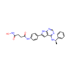 C[C@@H](Nc1ncnc2[nH]c(-c3ccc(NC(=O)CCC(=O)NO)cc3)cc12)c1ccccc1 ZINC000138884326