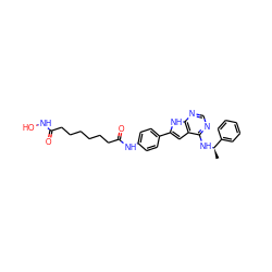 C[C@@H](Nc1ncnc2[nH]c(-c3ccc(NC(=O)CCCCCCC(=O)NO)cc3)cc12)c1ccccc1 ZINC000138893350