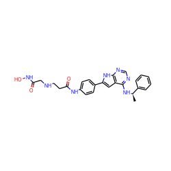 C[C@@H](Nc1ncnc2[nH]c(-c3ccc(NC(=O)CCNCC(=O)NO)cc3)cc12)c1ccccc1 ZINC000202303699