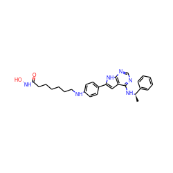 C[C@@H](Nc1ncnc2[nH]c(-c3ccc(NCCCCCCC(=O)NO)cc3)cc12)c1ccccc1 ZINC000043195186