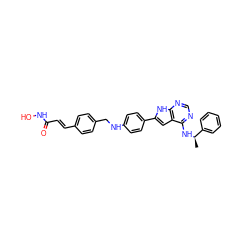 C[C@@H](Nc1ncnc2[nH]c(-c3ccc(NCc4ccc(/C=C/C(=O)NO)cc4)cc3)cc12)c1ccccc1 ZINC000145648183