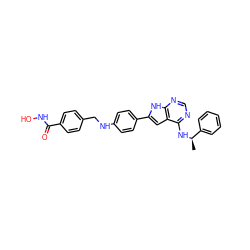 C[C@@H](Nc1ncnc2[nH]c(-c3ccc(NCc4ccc(C(=O)NO)cc4)cc3)cc12)c1ccccc1 ZINC000144743864