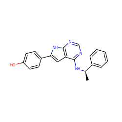 C[C@@H](Nc1ncnc2[nH]c(-c3ccc(O)cc3)cc12)c1ccccc1 ZINC000000023255