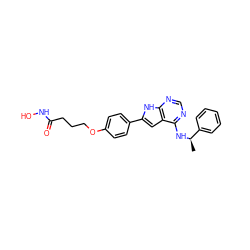 C[C@@H](Nc1ncnc2[nH]c(-c3ccc(OCCCC(=O)NO)cc3)cc12)c1ccccc1 ZINC000138883736